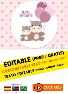 Invitaciones de Baby Shower Hipopótamos