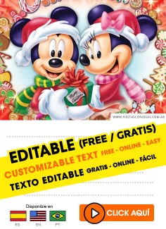 Invitaciones de Mickey Minnie en Navidad