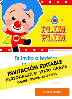 Invitaciones de Payaso Plim Plim