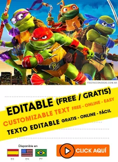 Invitaciones de Tortugas Ninja Caos Mutante