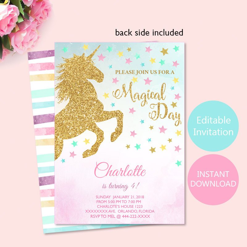 Magical Invitation for Unicorn Birthday