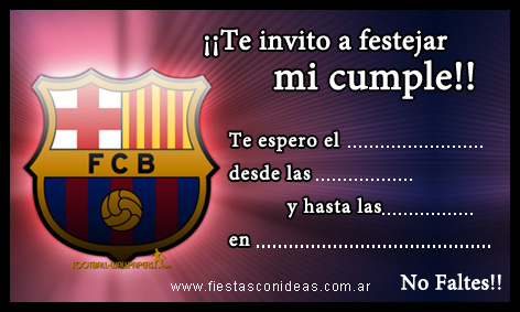 Invitacion de cumpleaños de Barcelona-FC