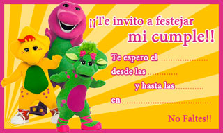 Barney - Invitaciones de cumpleaños de Barney para imprimir