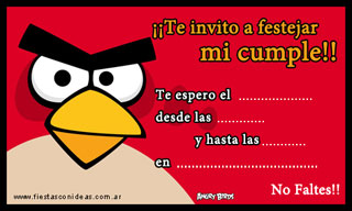 Angry Birds - Tarjetas de cumpleaños para imprimir 