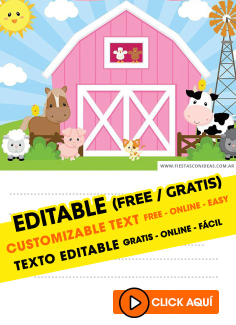 15] Free FARM ANIMALS birthday invitations for edit, customize, print or  send via Whatsapp | Fiestas con Ideas