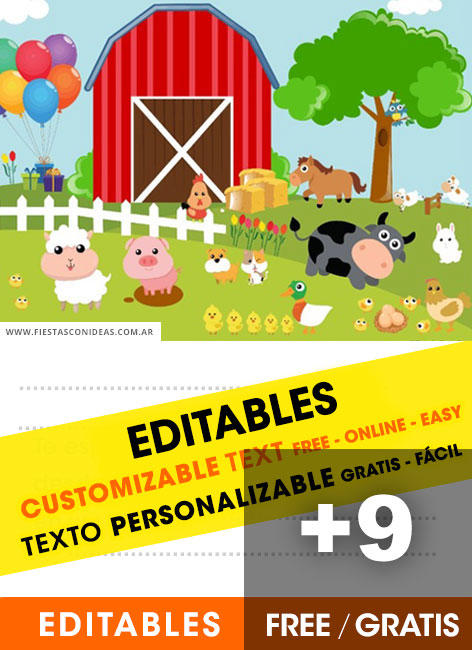[+15] Free FARM ANIMALS birthday invitations for edit, customize, print or send via Whatsapp