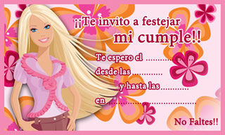 Tarjeta de cumpleaños de Barbie para imprimir