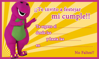 Barney - Invitaciones de cumpleaños para imprimir de Barney