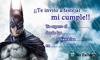 Invitaciones de cumpleaños de Batman para imprimir