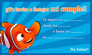 Tarjeta de cumpleaños de Buscando a Nemo para imprimir