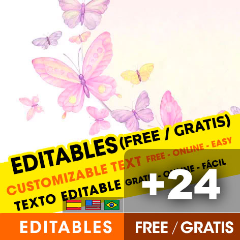 24 Convites de aniversário Borboletas Butterfly para editar grátis (WhatsApp e Imprimir)