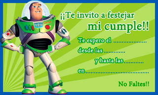 Invitaciones para imprimir de Buzz Lightyear - Toy Story