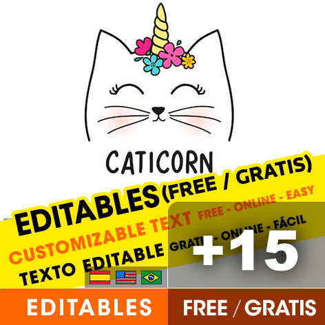 [+16] Free CATICORN birthday invitations for edit, customize, print or send via Whatsapp