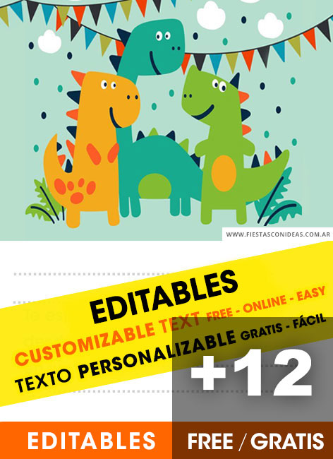 [+12] Free DINOSAURS FOR KIDS birthday invitations for edit, customize, print or send via Whatsapp