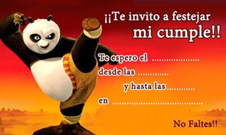 Kunfu Panda - Invitación de cumpleaños para imprimir