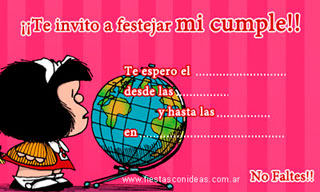 Mafalda - Invitación de cumpleaños para imprimir