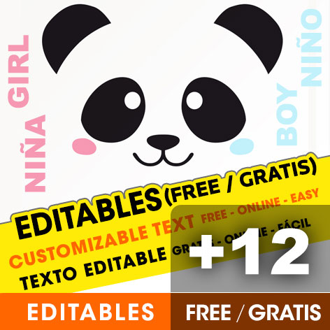 [+12] Free PANDA GIRL AND PANDA BOY birthday invitations for edit, customize, print or send via Whatsapp