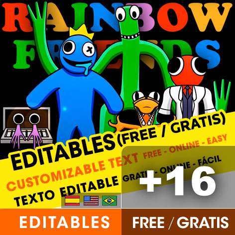 [+16] Free RAINBOW FRIENDS birthday invitations for edit, customize, print or send via Whatsapp