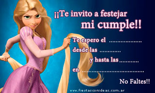 Princesa Rapunzel - Tarjetas de cumpleaños para imprimir