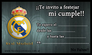 Real Madrid FC - Tarjetas de cumpleaños para imprimir