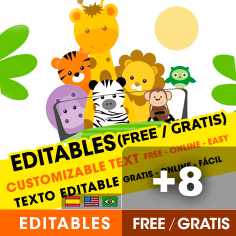 8 Convites de aniversário Animais Safari para editar grátis (WhatsApp e Imprimir)