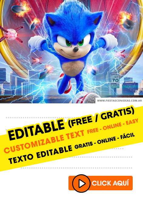 Convite online Festa Sonic grátis para editar