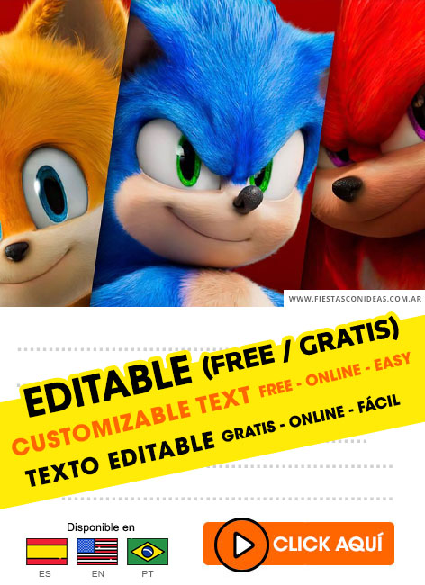 Convite aniversário Sonic - Edite grátis com nosso editor online