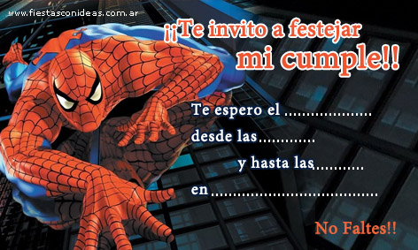 Invitacion de cumpleaños de spiderman-hombre-arania