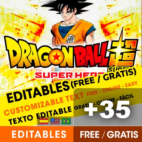 Invitaciones editables de Dragon Ball