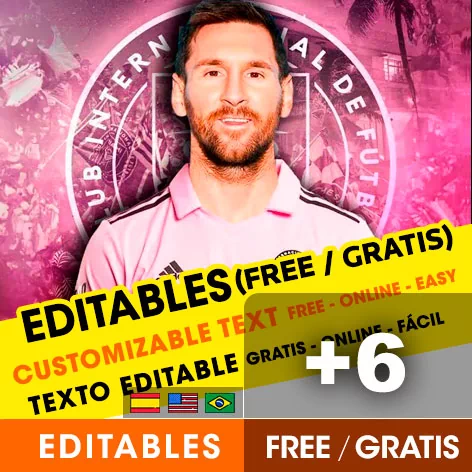 Invitaciones editables de Messi Inter Miami