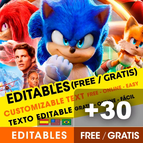 Invitaciones editables de Sonic
